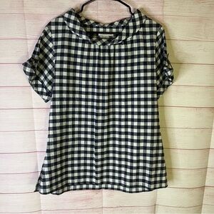 Pendleton Navy Blue & White Gingham Cotton Top Size‎ Large